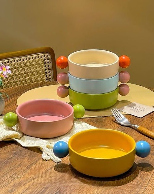 Gelato Pasta Bowl - Cute Dopamine Whimsical Ceramic Dinnerware - Gelato Pasta Bowl-Lime & Peach - INSPECIAL HOME