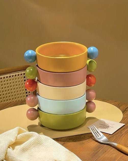 Gelato Pasta Bowl - Cute Dopamine Whimsical Ceramic Dinnerware - Gelato Pasta Bowl-Lime & Peach - INSPECIAL HOME