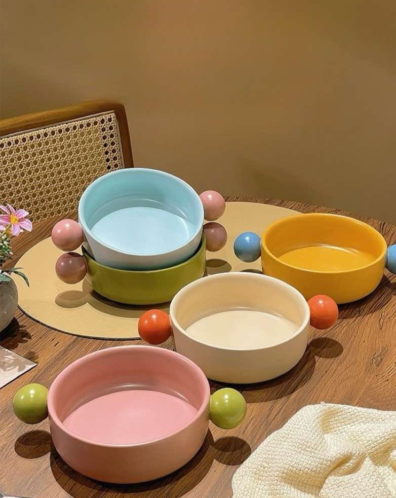 Gelato Pasta Bowl - Cute Dopamine Whimsical Ceramic Dinnerware - Gelato Pasta Bowl-Lime & Peach - INSPECIAL HOME