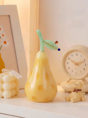 Golden Pear Glass Figurine, Whimsical Fruit Sculpture for Kitchen Shelf & Dining Table Decor - Golden Pear Glass Figurine - INSPECIAL HOME