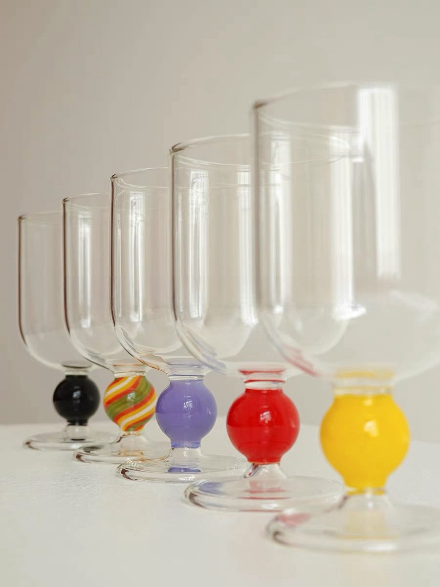 Gumballs Wine Glass Set - Eclectic Whimsical Coloured Cocktail Glasses - Stemware - Gumball Goblet Set-Smoothie-4 Pcs - INSPECIAL HOME