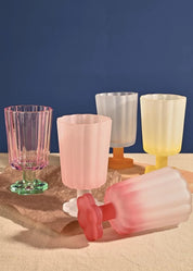 Hand Blown Petal Goblets - Cute Whimsical Colored Wine Glasses - Petal Goblets - Sorbet - INSPECIAL HOME