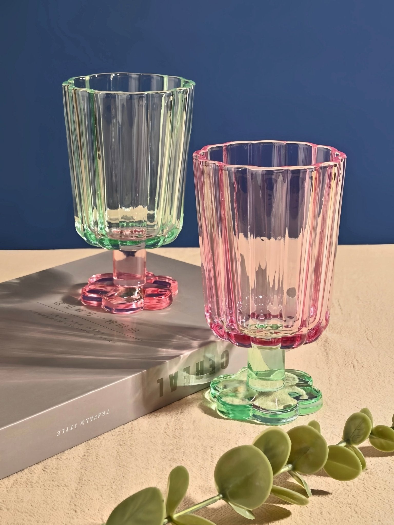 Hand Blown Petal Goblets - Cute Whimsical Colored Wine Glasses - Stemware - Petal Goblets-Sorbet - INSPECIAL HOME