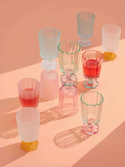 Hand Blown Petal Goblets - Cute Whimsical Colored Wine Glasses - Stemware - Petal Goblets-Sorbet - INSPECIAL HOME