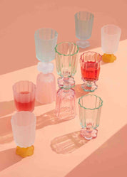 Hand Blown Petal Goblets - Cute Whimsical Colored Wine Glasses - Petal Goblets - Sorbet - INSPECIAL HOME