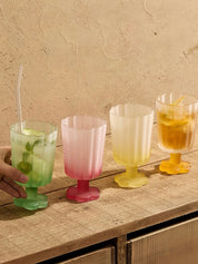 Hand Blown Petal Goblets - Cute Whimsical Colored Wine Glasses - Stemware - Petal Goblets-Sorbet - INSPECIAL HOME