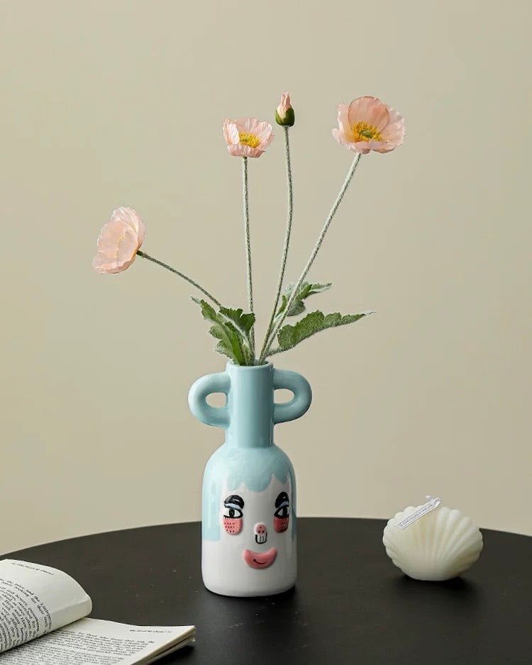 Hand - painted Whimsical Quirky Cute Dual - handle Vases - Quirky Cute Dual - handle Vases - Smiley Face - INSPECIAL HOME