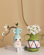 Hand - painted Whimsical Quirky Cute Dual - handle Vases - Quirky Cute Dual - handle Vases - Smiley Face - INSPECIAL HOME