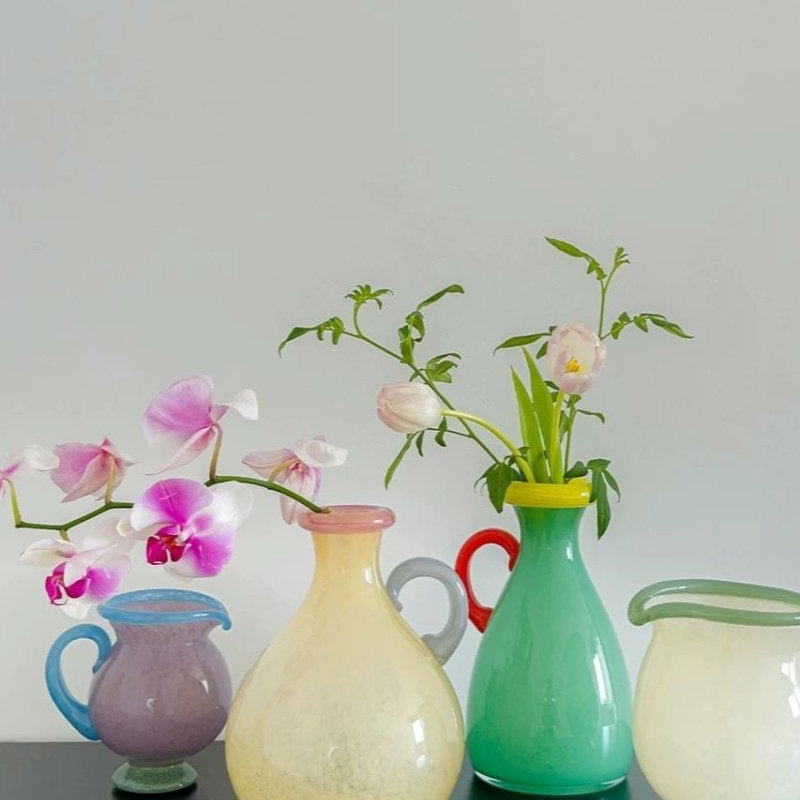Handblown Bonbon Dopamine Bottle Vase, Whimsical Vintage Vase Centrepiece - Vases - Handblown Bonbon Dopamine Bottle Vase - Fig - INSPECIAL HOME