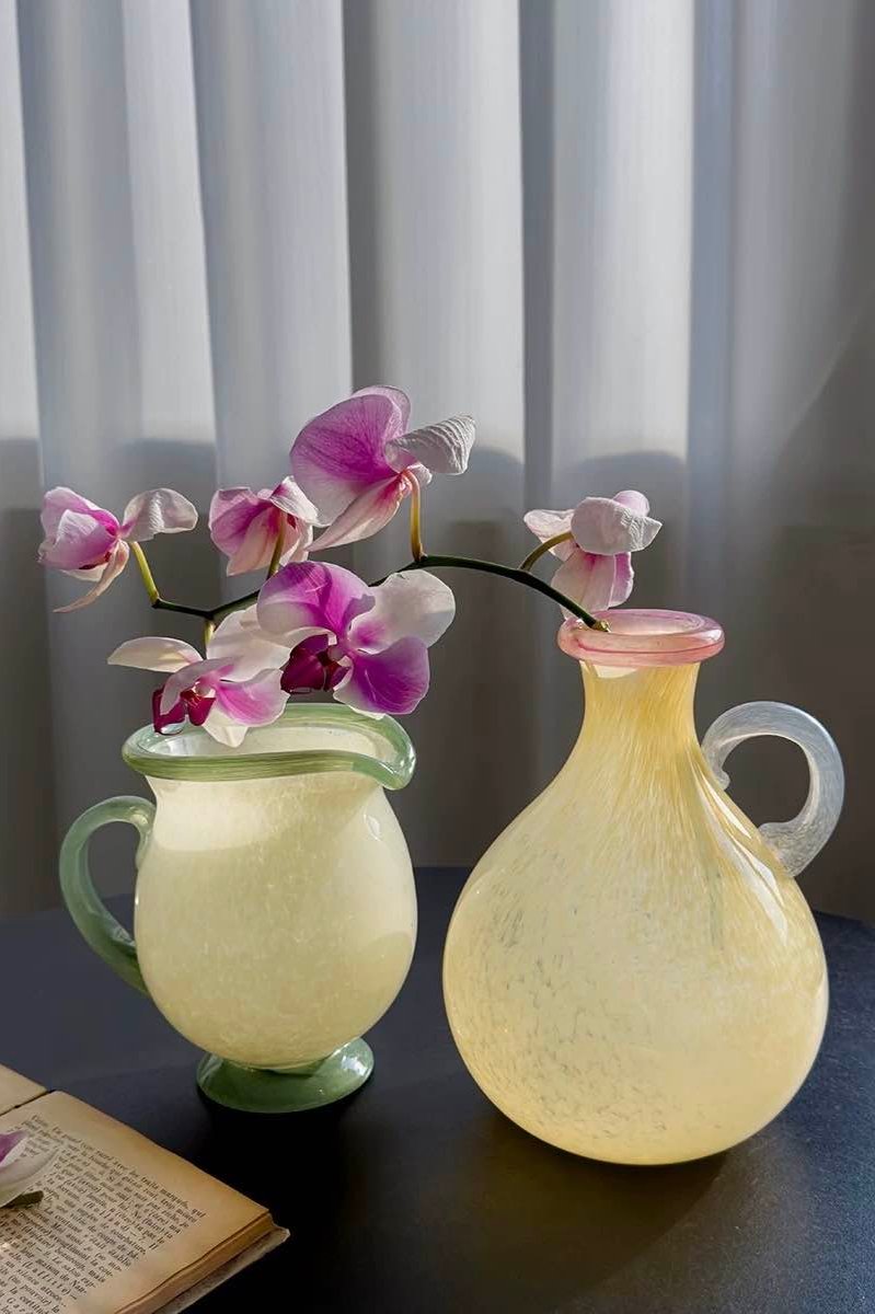 Handblown Bonbon Dopamine Bottle Vase, Whimsical Vintage