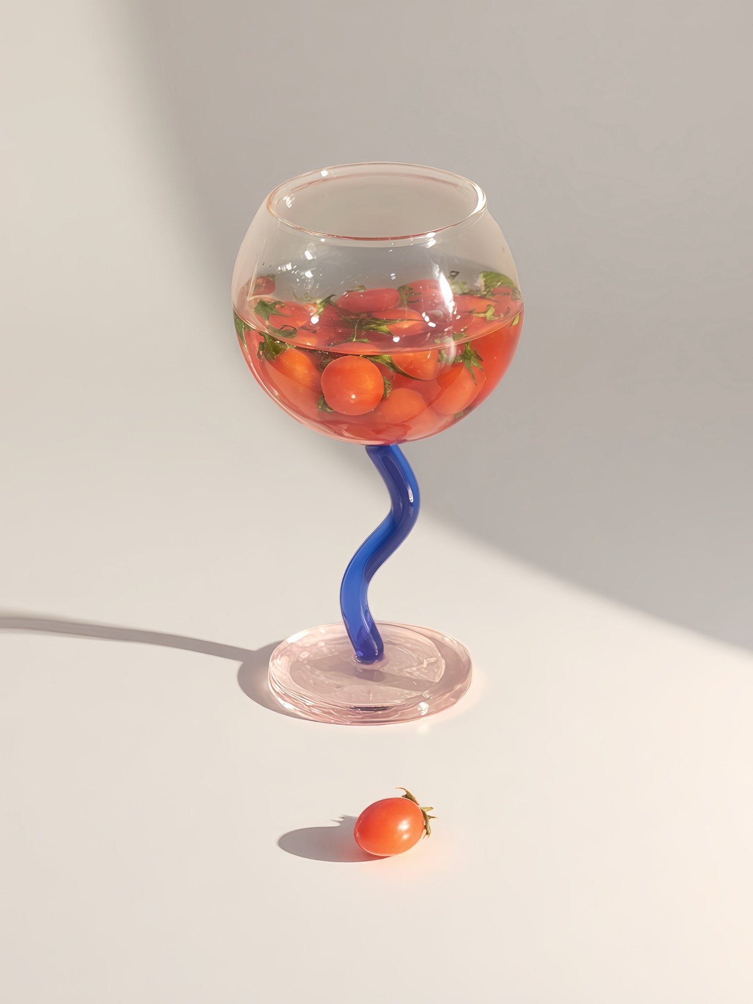 Handblown Bubble Wine Glass - Retro Whimsical Eclectic Wavy Stemmed Goblets - Stemware - Handblown Bubble Goblets - Blueberry - Inspecial Home