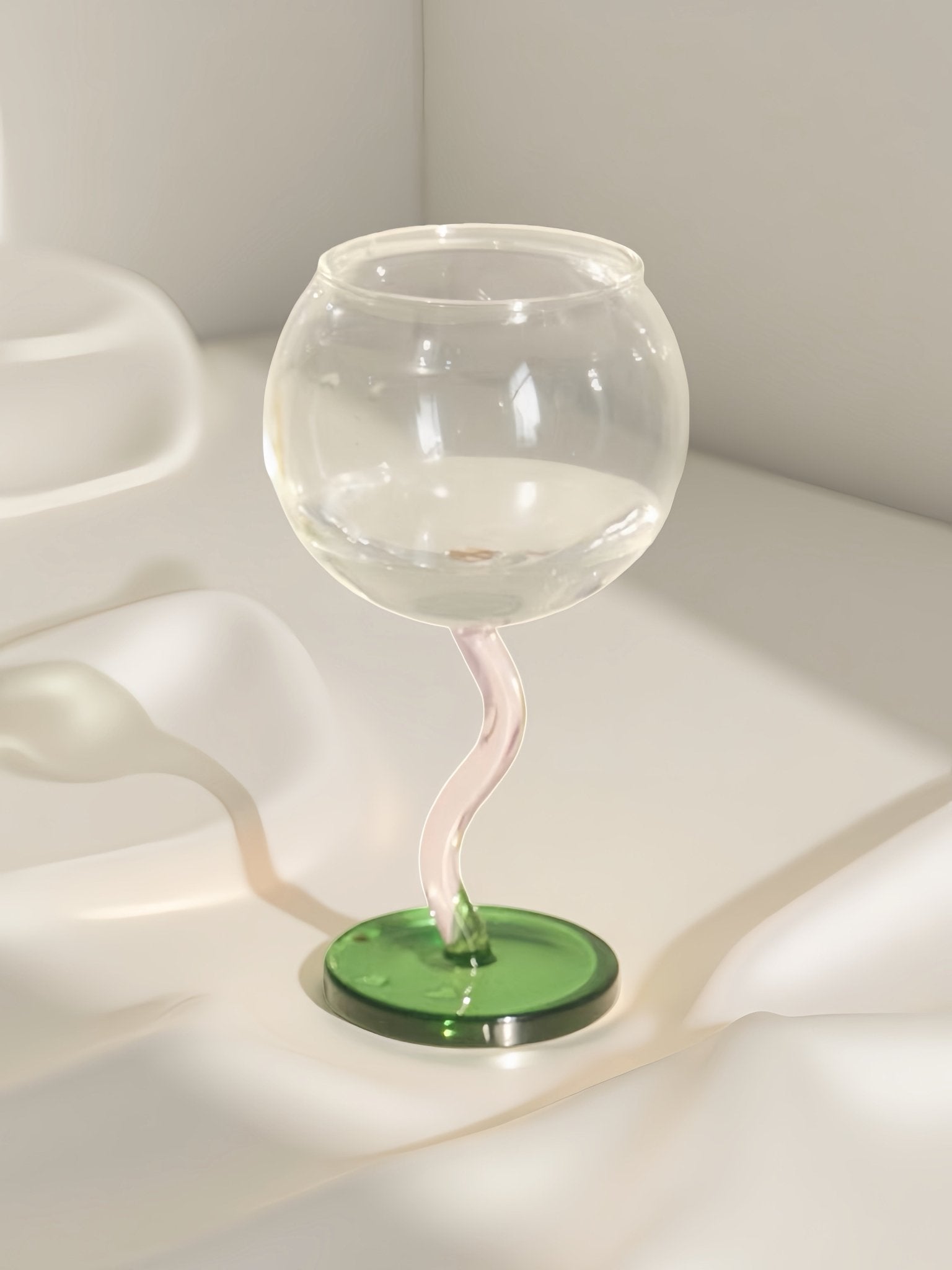 Handblown Bubble Wine Glass - Retro Whimsical Eclectic Wavy Stemmed Goblets - Stemware - Handblown Bubble Goblets - Fig - Inspecial Home