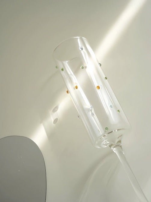 Handblown Rainbow Sprinkles Champagne Flutes Set of 2 Pcs - Whimsical Wine Glasses - Stemware - Rainbow Sprinkles Champaign Flutes Set - INSPECIAL HOME