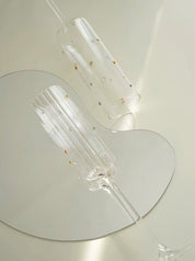 Handblown Rainbow Sprinkles Champagne Flutes Set of 2 Pcs - Whimsical Wine Glasses - Stemware - Rainbow Sprinkles Champaign Flutes Set - INSPECIAL HOME