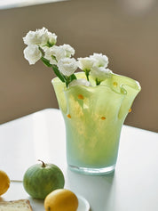 Handblown Wavy Whimsical Glass Vase - Eclectic Table Setting Centrepieces - Vases - Wavy Whimsical Glass Vase-Green Lagoon - INSPECIAL HOME