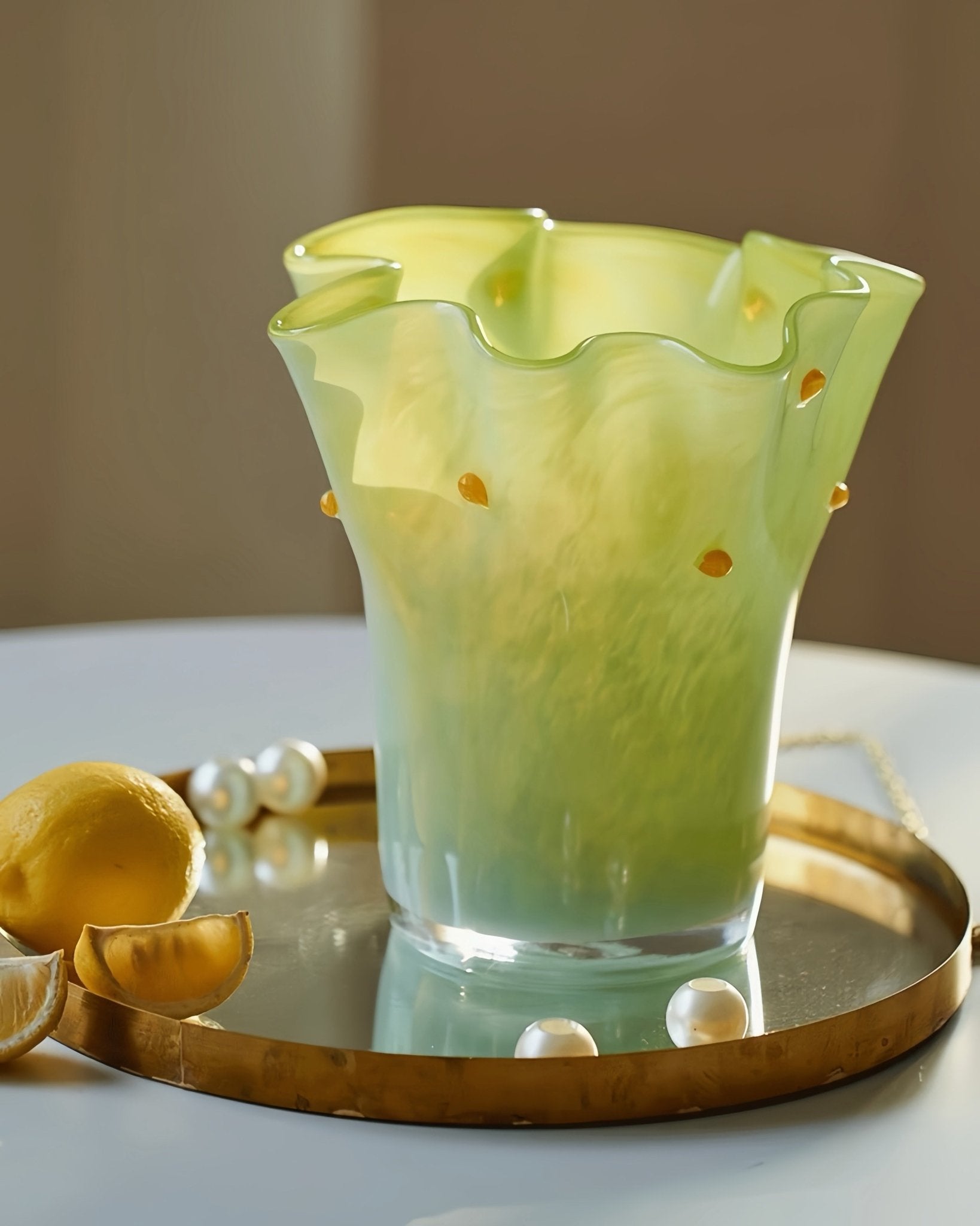 Handblown Wavy Whimsical Glass Vase - Eclectic Table Setting Centrepieces - Vases - Wavy Whimsical Glass Vase-Green Lagoon - INSPECIAL HOME