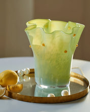 Handblown Wavy Whimsical Glass Vase - Eclectic Table Setting Centrepieces - Vases - Wavy Whimsical Glass Vase-Green Lagoon - INSPECIAL HOME