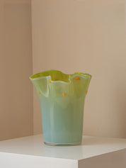 Handblown Wavy Whimsical Glass Vase - Eclectic Table Setting Centrepieces - Vases - Wavy Whimsical Glass Vase-Green Lagoon - INSPECIAL HOME