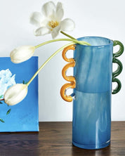 Handblown Whimsical Cylinder Vase - Eclectic Table Setting Centrepieces - Whimsical Cylinder Vase - Ocean - Large - INSPECIAL HOME