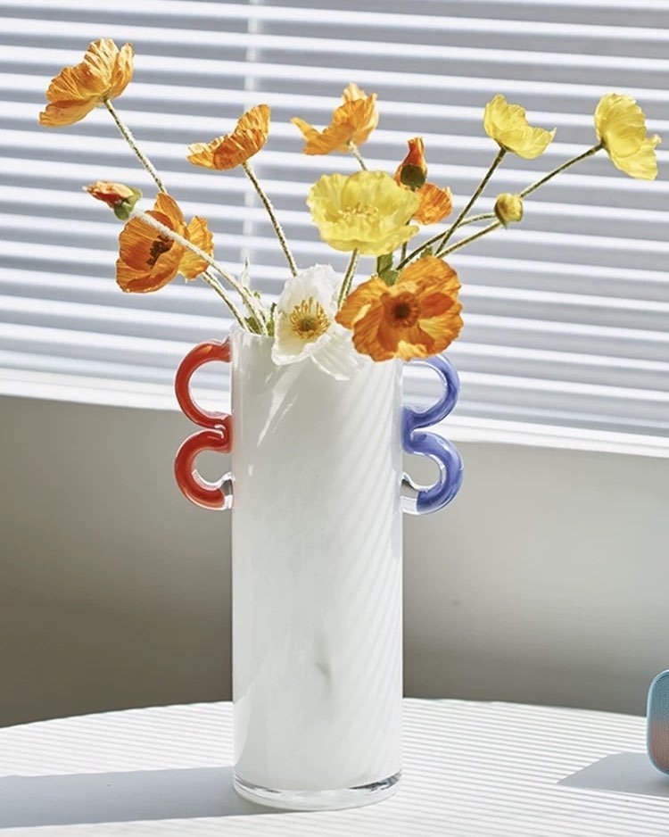 Handblown Whimsical Cylinder Vase - Eclectic Table Setting Centrepieces - Whimsical Cylinder Vase - Cloud - Large - INSPECIAL HOME