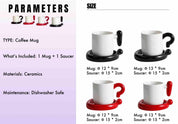 Handmade !? Ceramic Coffee Mug with Saucer - Unique Cute Funny Novelty Mugs -Mugs- !? Ceramic Coffee Mug-Red Question Mark - INSPECIAL HOME