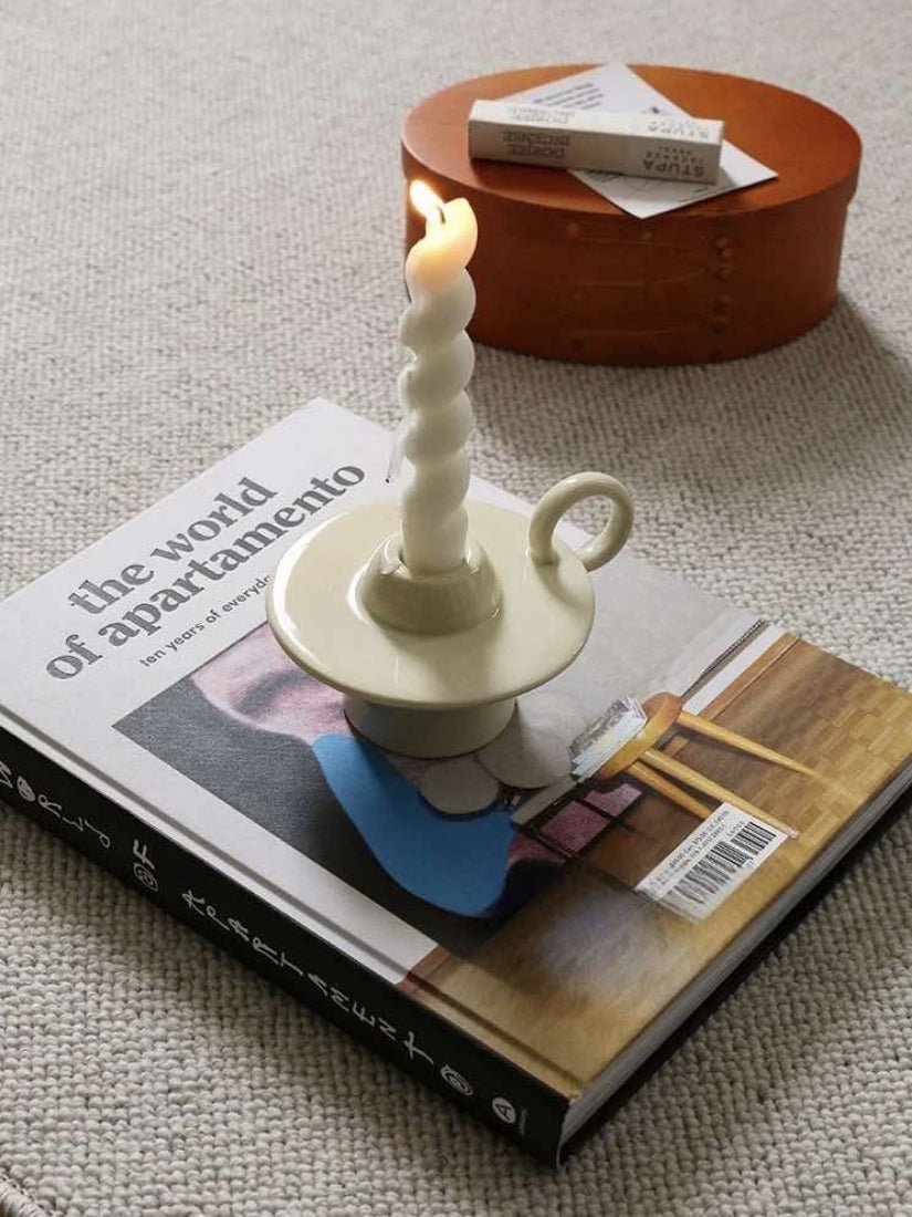 Handmade Ceramic UFO Candle Holder, Retro Table Decor - Candle Holders - UFO Candle Holder-Red - INSPECIAL HOME