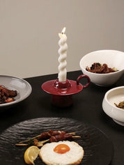 Handmade Ceramic UFO Candle Holder, Retro Table Decor - Candle Holders - UFO Candle Holder-Red - INSPECIAL HOME