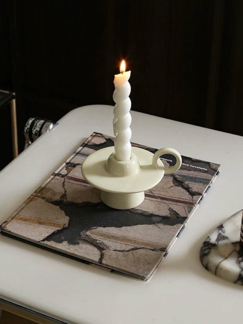 Handmade Ceramic UFO Candle Holder, Retro Table Decor - Candle Holders - UFO Candle Holder-White - INSPECIAL HOME