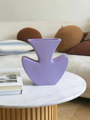 Handmade Memphis Funky Lavender Ceramic Vase, Decorative Flower Vessel -Vases- Funky Memphis Lavender Vas - INSPECIAL HOME