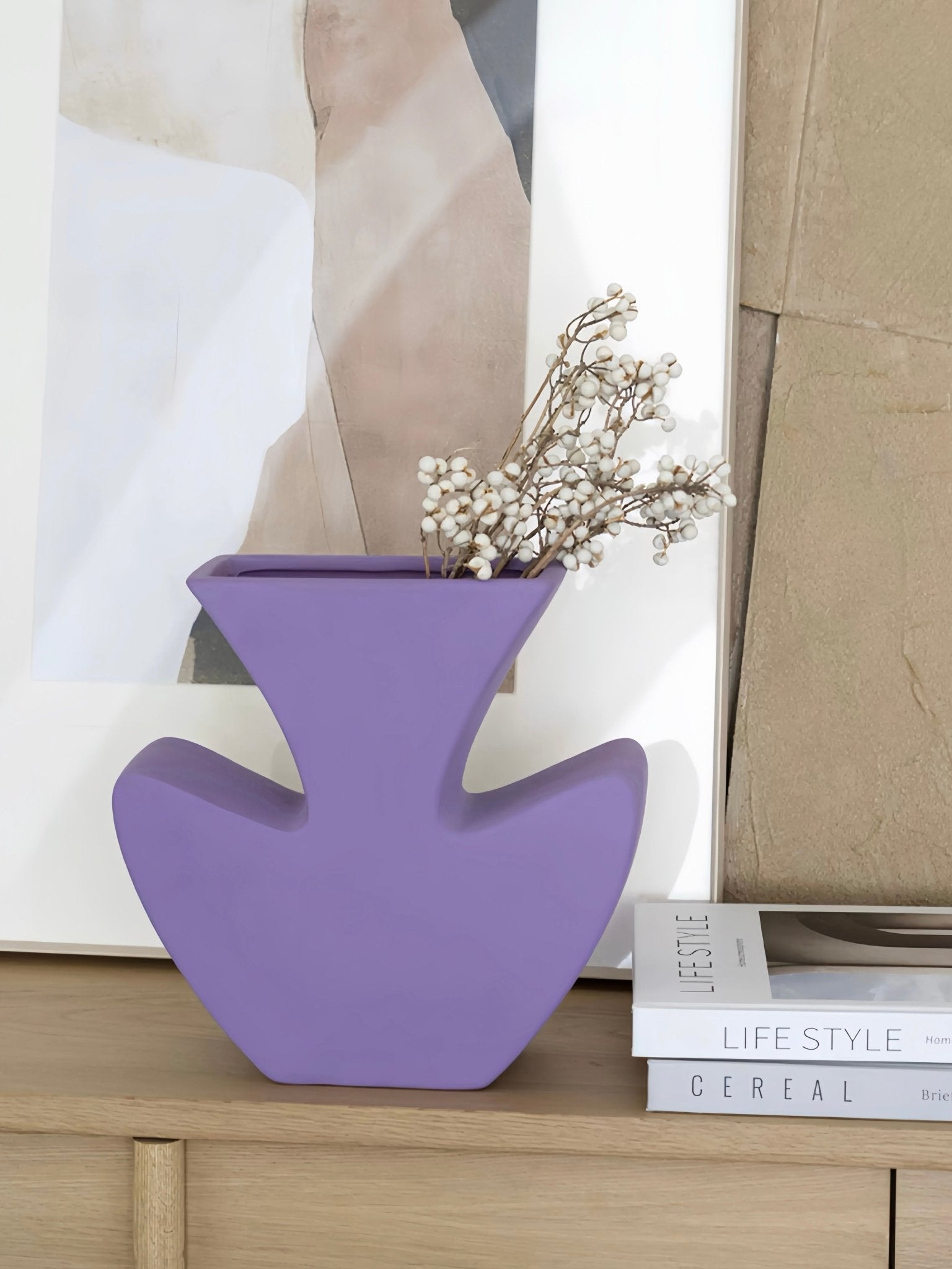 Handmade Memphis Funky Lavender Ceramic Vase, Decorative Flower Vessel -Vases- Funky Memphis Lavender Vas - INSPECIAL HOME