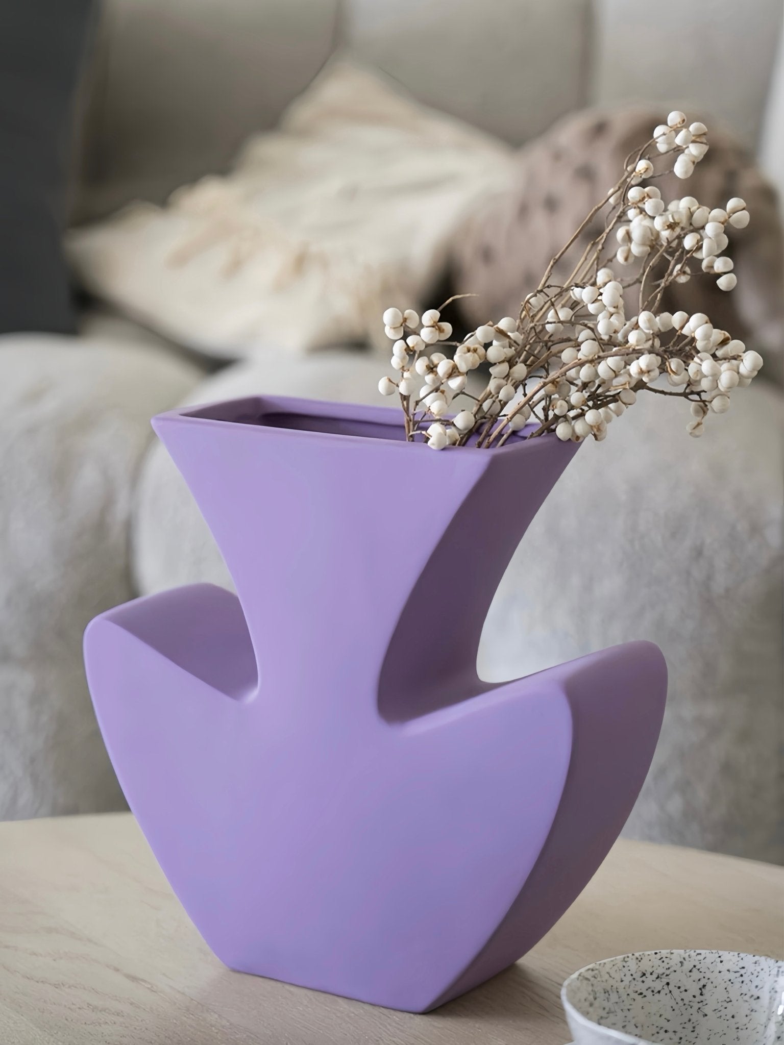 Handmade Memphis Funky Lavender Ceramic Vase, Decorative Flower Vessel -Vases- Funky Memphis Lavender Vas - INSPECIAL HOME