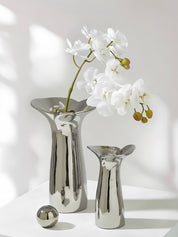 Handmade Modern Silver Bloom Vase, Ceramic Botanica Centrepiece Vase -Vases- Bloom Vase-Small - INSPECIAL HOME