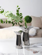 Handmade Modern Silver Bloom Vase, Ceramic Botanica Centrepiece Vase -Vases- Bloom Vase-Small - INSPECIAL HOME