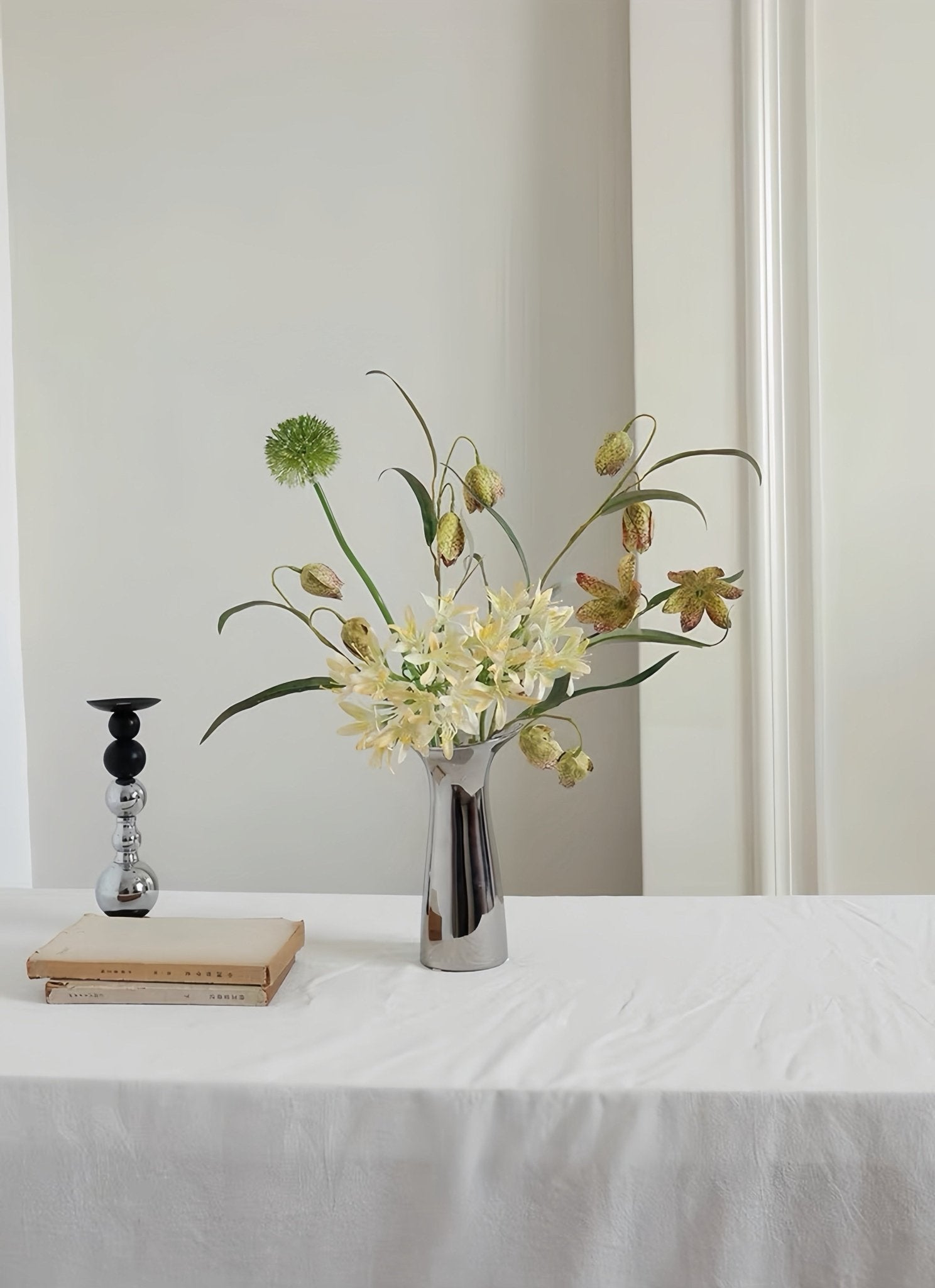 Handmade Modern Silver Bloom Vase, Ceramic Botanica Centrepiece Vase -Vases- Bloom Vase-Small - INSPECIAL HOME