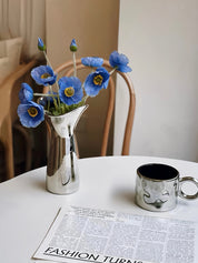 Handmade Modern Silver Bloom Vase, Ceramic Botanica Centrepiece Vase -Vases- Bloom Vase-Small - INSPECIAL HOME