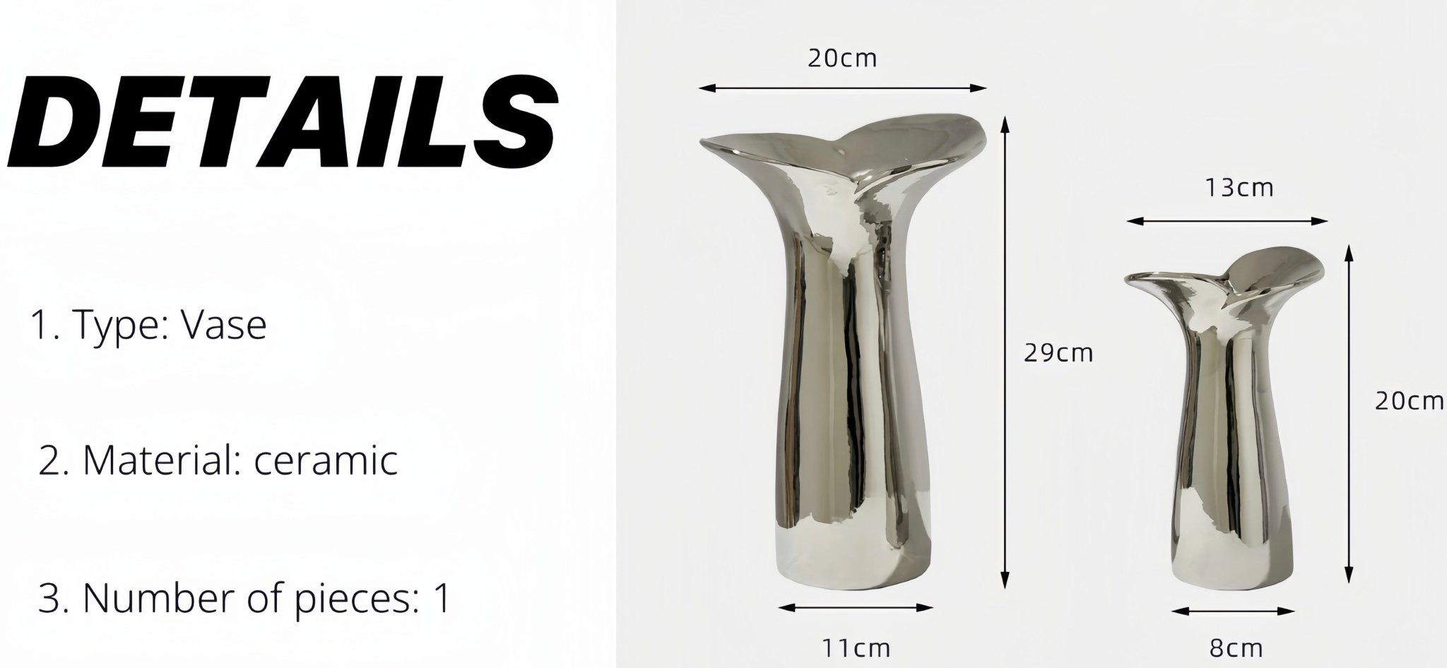 Handmade Modern Silver Bloom Vase, Ceramic Botanica Centrepiece Vase -Vases- Bloom Vase-Large - INSPECIAL HOME