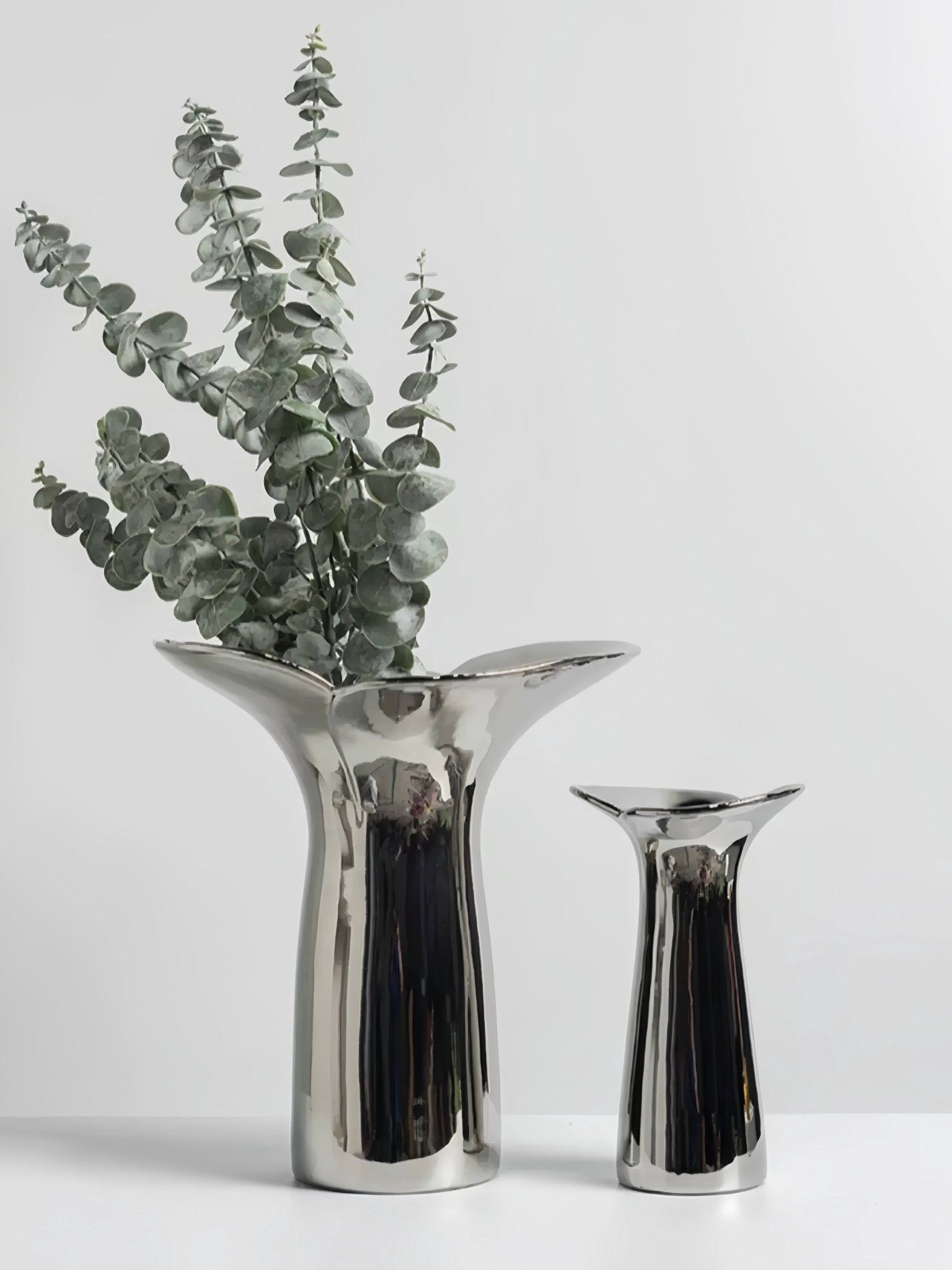 Handmade Modern Silver Bloom Vase, Ceramic Botanica Centrepiece Vase -Vases- Bloom Vase-Small - INSPECIAL HOME