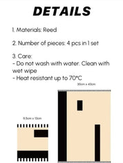 Handmade Retro Nordic Woven Reed Placemat Set of 4 Pcs for Elegant Table Setting - Retro Nordic Style Placemat Set - INSPECIAL HOME