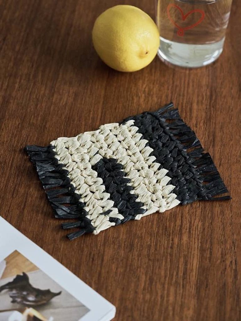 Handmade Retro Nordic Woven Reed Placemat Set of 4 Pcs for Elegant Table Setting - Retro Nordic Style Coaster Set - INSPECIAL HOME