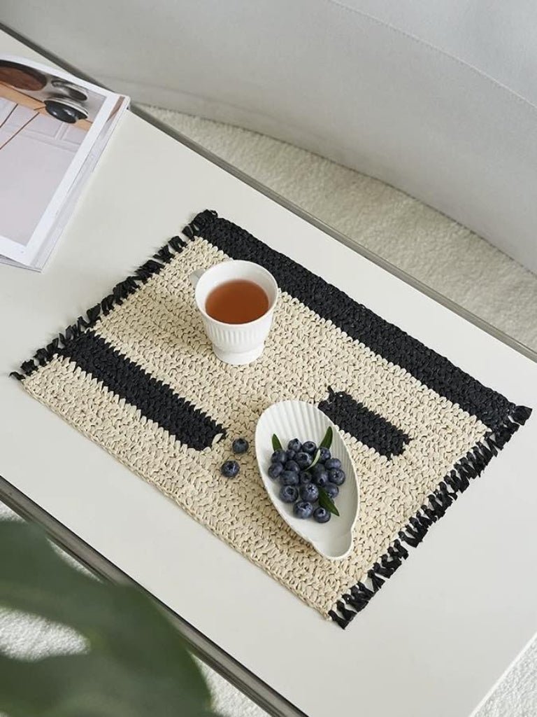Handmade Retro Nordic Woven Reed Placemat Set of 4 Pcs for Elegant Table Setting - Retro Nordic Style Placemat Set - INSPECIAL HOME
