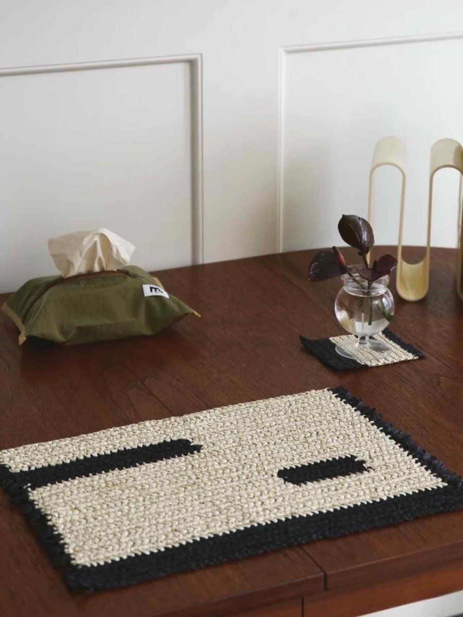 Handmade Retro Nordic Woven Reed Placemat Set of 4 Pcs for Elegant Table Setting - Retro Nordic Style Placemat Set - INSPECIAL HOME