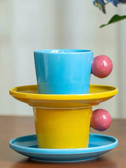 Handmade Skittles Coffee Mug With Saucer - Cute Dopamine Espresso Cup -Mugs- Skittles Coffee Mug With Saucer-Style A - INSPECIAL HOME