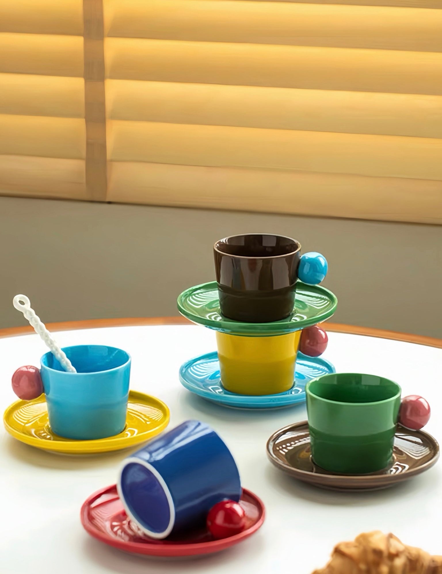 Handmade Skittles Coffee Mug With Saucer - Cute Dopamine Espresso Cup -Mugs- Skittles Coffee Mug With Saucer-Style A - INSPECIAL HOME