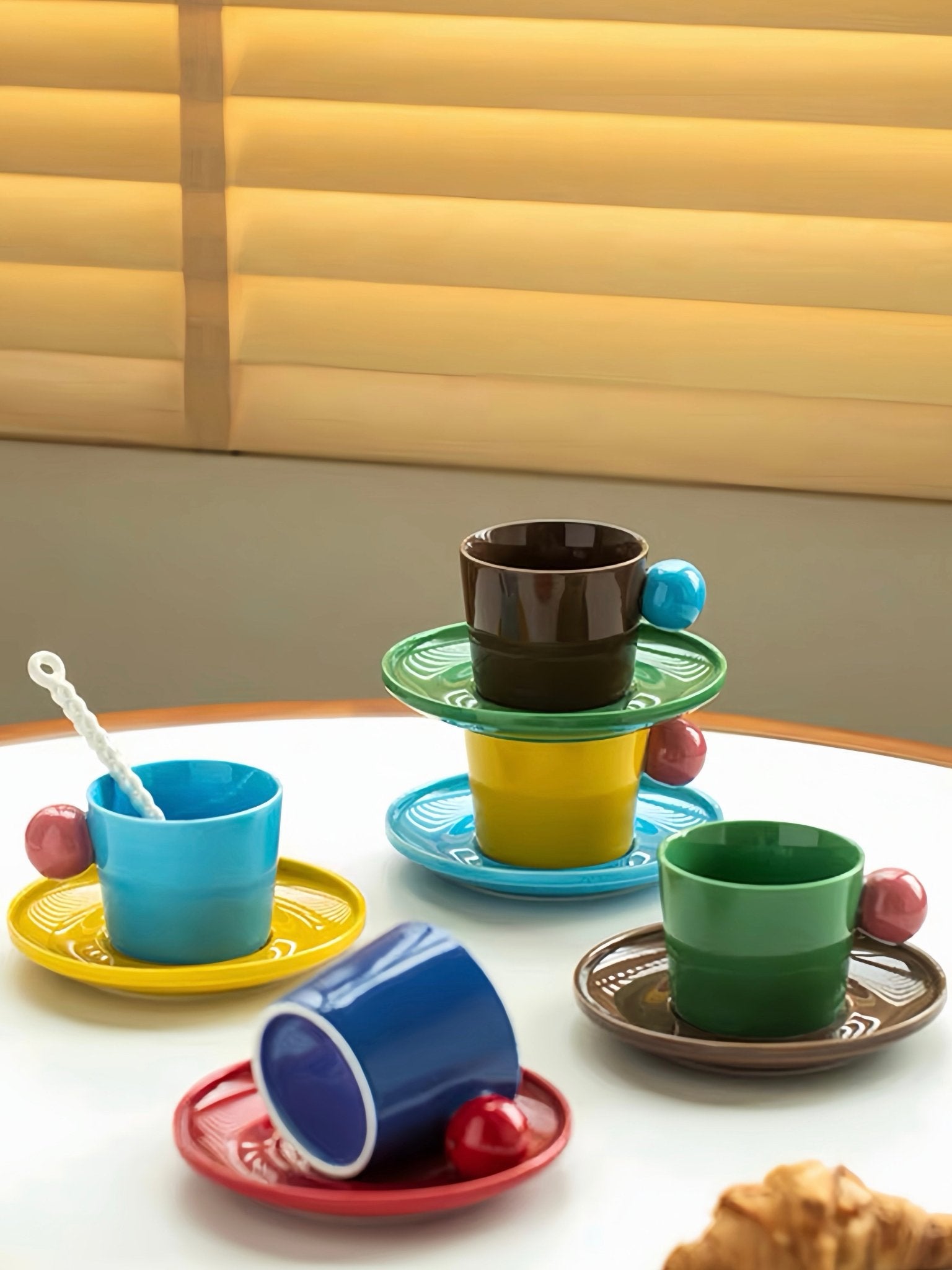 Handmade Skittles Coffee Mug With Saucer - Cute Dopamine Espresso Cup -Mugs- Skittles Coffee Mug With Saucer-Style A - INSPECIAL HOME