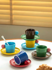Handmade Skittles Coffee Mug With Saucer - Cute Dopamine Espresso Cup -Mugs- Skittles Coffee Mug With Saucer-Style A - INSPECIAL HOME
