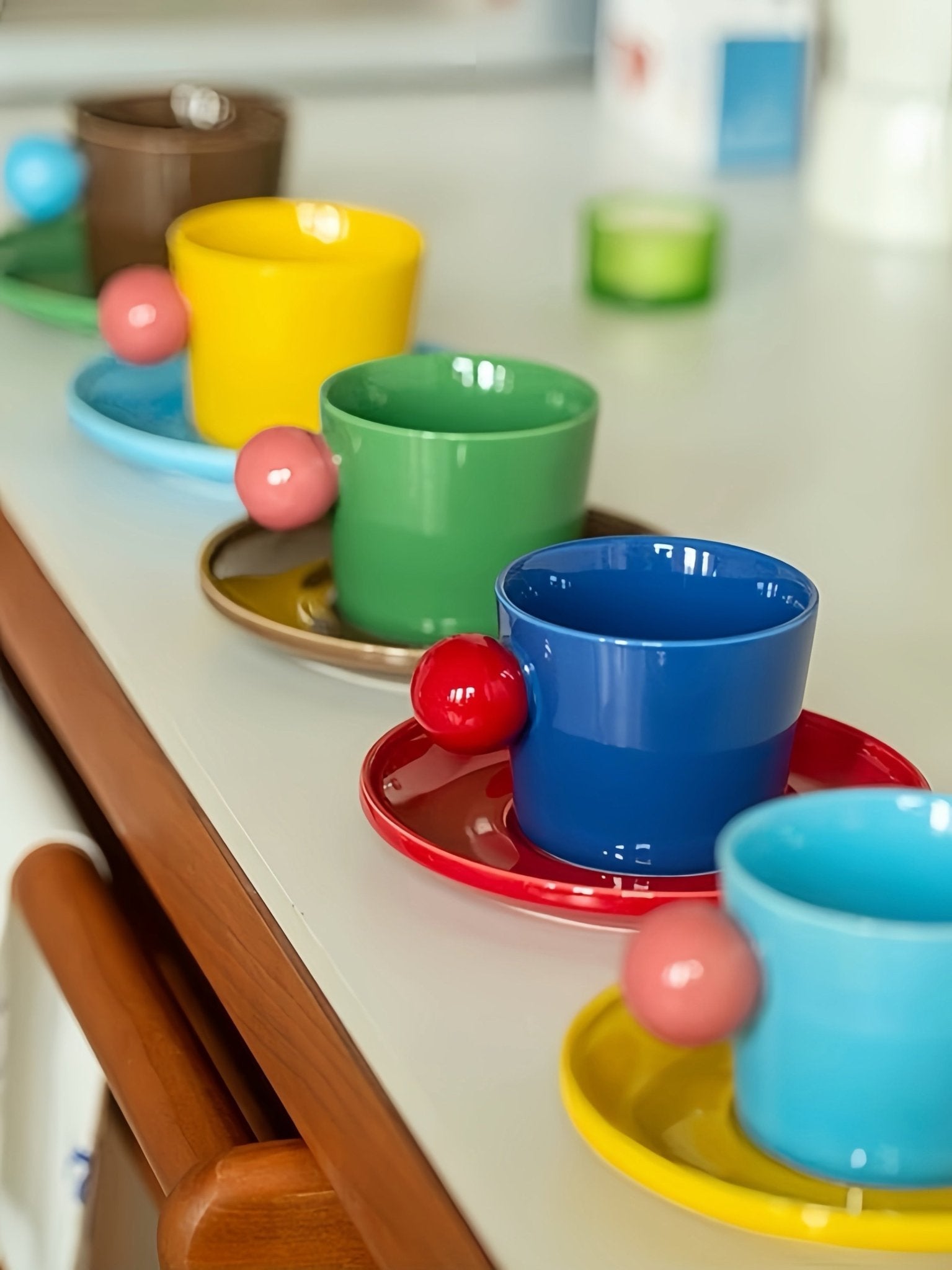 Handmade Skittles Coffee Mug With Saucer - Cute Dopamine Espresso Cup -Mugs- Skittles Coffee Mug With Saucer-Style A - INSPECIAL HOME