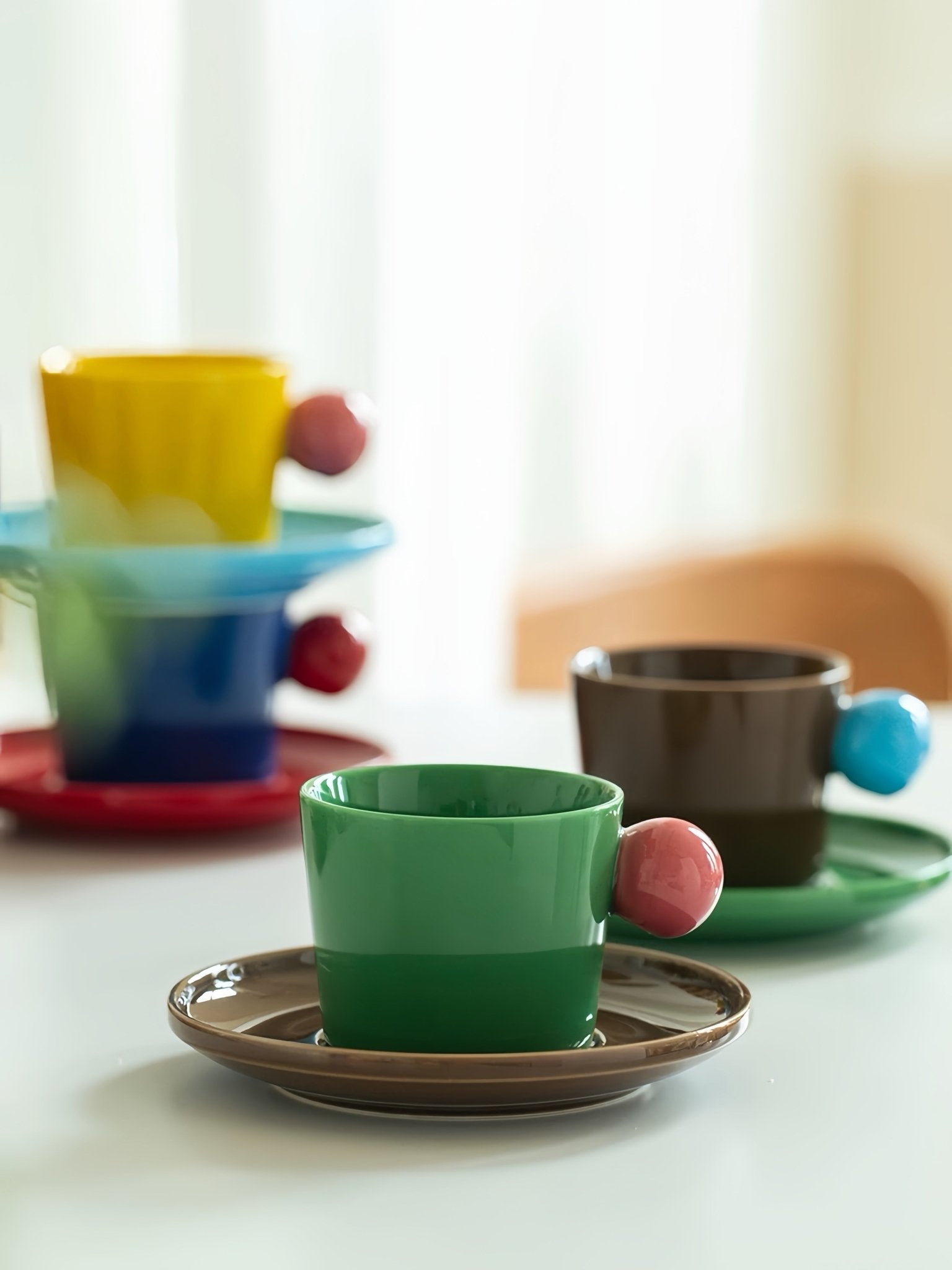 Handmade Skittles Coffee Mug With Saucer - Cute Dopamine Espresso Cup -Mugs- Skittles Coffee Mug With Saucer-Style A - INSPECIAL HOME