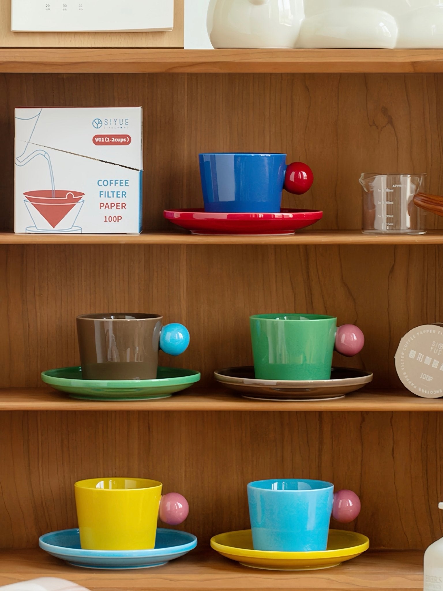 Handmade Skittles Coffee Mug With Saucer - Cute Dopamine Espresso Cup -Mugs- Skittles Coffee Mug With Saucer-Style A - INSPECIAL HOME
