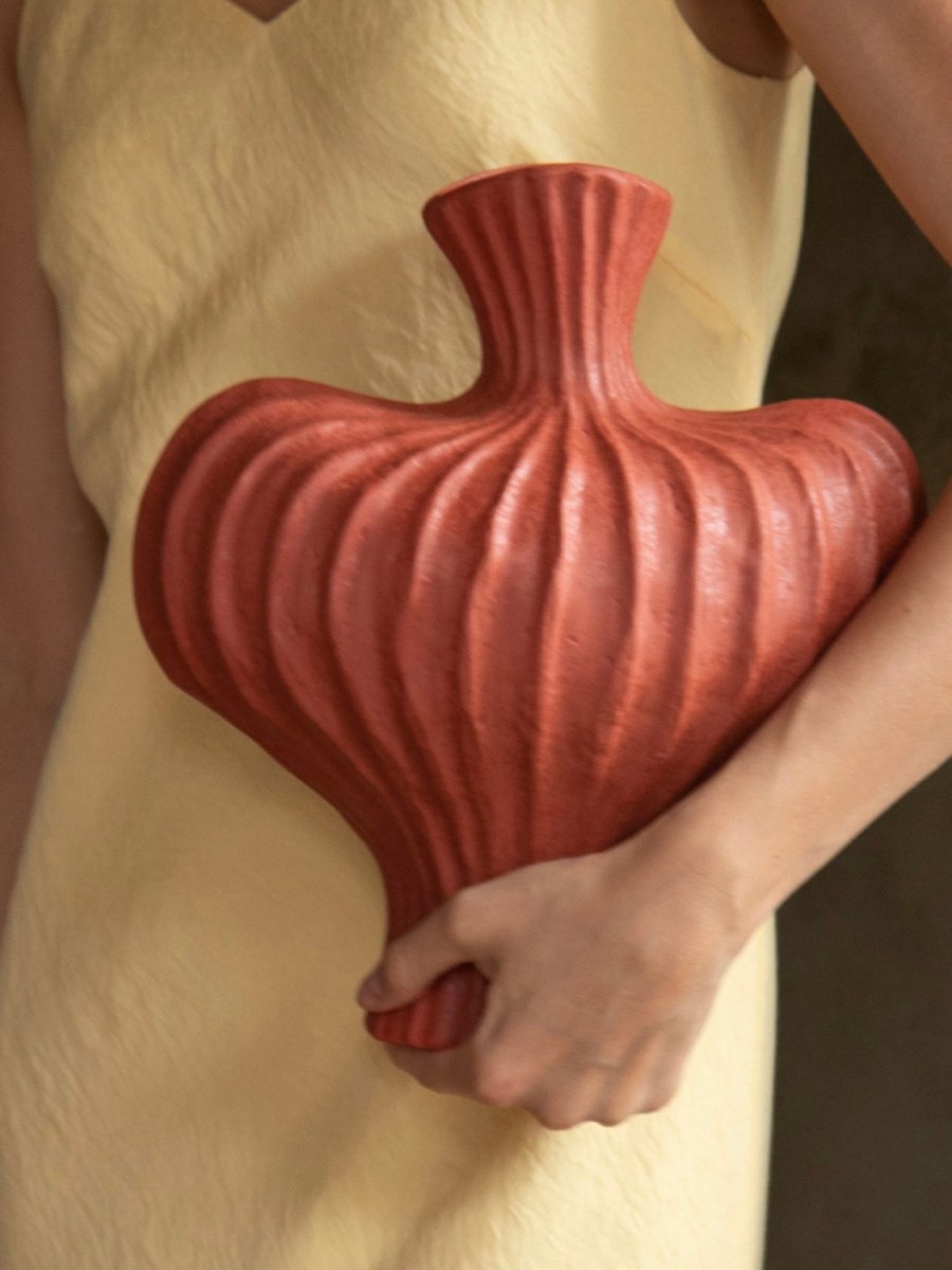 Handmade Wabi Sabi Ceramic Pottery Vase - Red / Black / White - Vases - Wabi Sabi Vase - Brick Red - INSPECIAL HOME