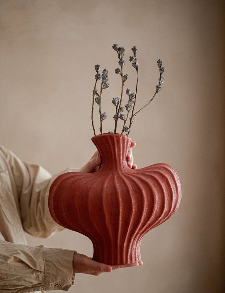  White - Wabi Sabi Vase - Brick Red - INSPECIAL HOME